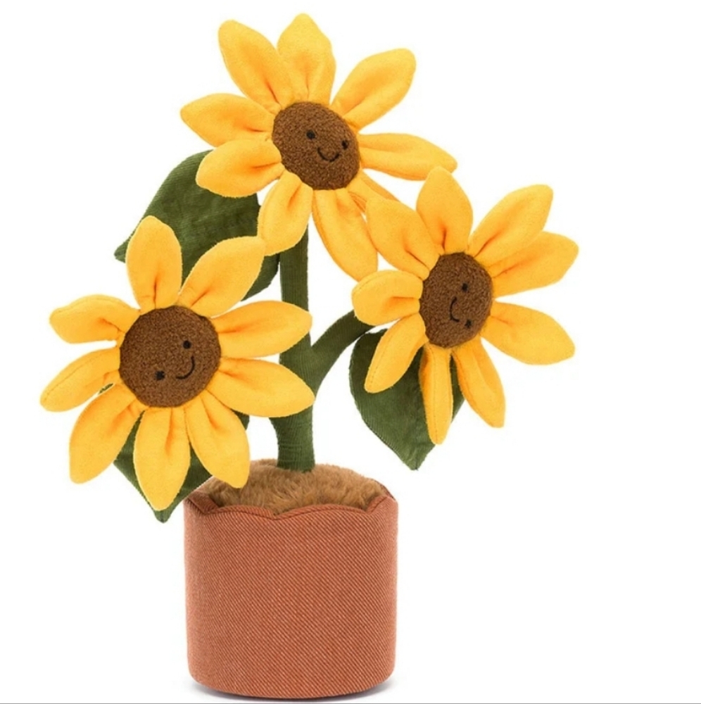 Jellycat Yellow Sunflower Trio Plush in Brown Pot